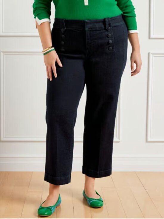 Talbots Denim - TALBOTS Womens' Marina Dark Wash Cropped Straight Leg Sailor Jeans Size 16P EUC